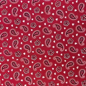Red Paisley Bandana Fabric