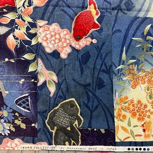 Ikuko Collection by Hanamomen made in Japan, Japanese Fabric, Koi Fish Fabric, Vintage Japanese Fabric