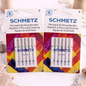 2 Packs Schmetz Piecing & Quilting Sewing Machine Needles Assorted Sizes 75/11 80/12 90/14 – 5 Pack – Quilting Machine Needles