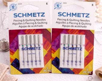 2 Packs Schmetz Piecing & Quilting Sewing Machine Needles Assorted Sizes 75/11 80/12 90/14 – 5 Pack – Quilting Machine Needles