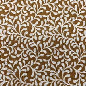 Caramel and White Floral Fabric, Brown Floral Fabric, Beige Floral Quilting Fabric, Caramel Colored Floral Fabric