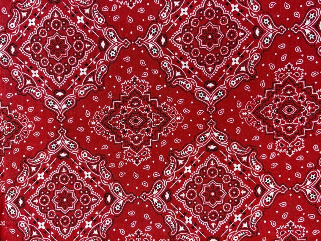 Red Bandana Fabric, Bandana Print Fabric, Red Bandana Pattern Fabric