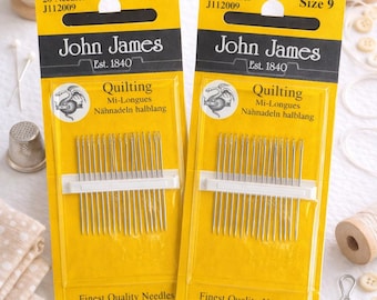 2 Packs John James Quilting Needles Size 9 – 20 Pack Hand Quilting Needles – Sewing & Needlework Supplies JJ12009