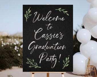 Greenery Graduation Welcome Sign | Graduation Decorations 2024 | Graduation Poster, Senior, College, Printable, Printed Download Fast