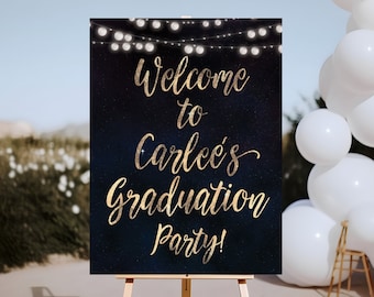 Cafe Lights Graduation Welcome Sign | Graduation Decorations 2024 | Graduation Poster, Senior, College, Printable, Printed Download Fast