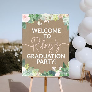 Graduation Welcome Sign, Graduation Poster, Graduation Decorations Graduation Poster, Senior, College, Printable Download Fast Succulent SC1 image 1