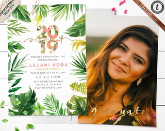 tropical graduation invitation template graduation etsy hawaiian invitation template