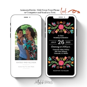 Wedding Video Invitation Template Animated Wedding Invitation Instant Download Digital Phone Invitation Canva Text Message Phone Mexican fI1