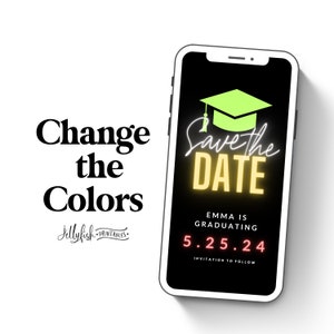 Graduation Save the Date Template for Texting, Save the Date Text message, Canva Template, Animated Save the Date, Graduation Party Template image 2