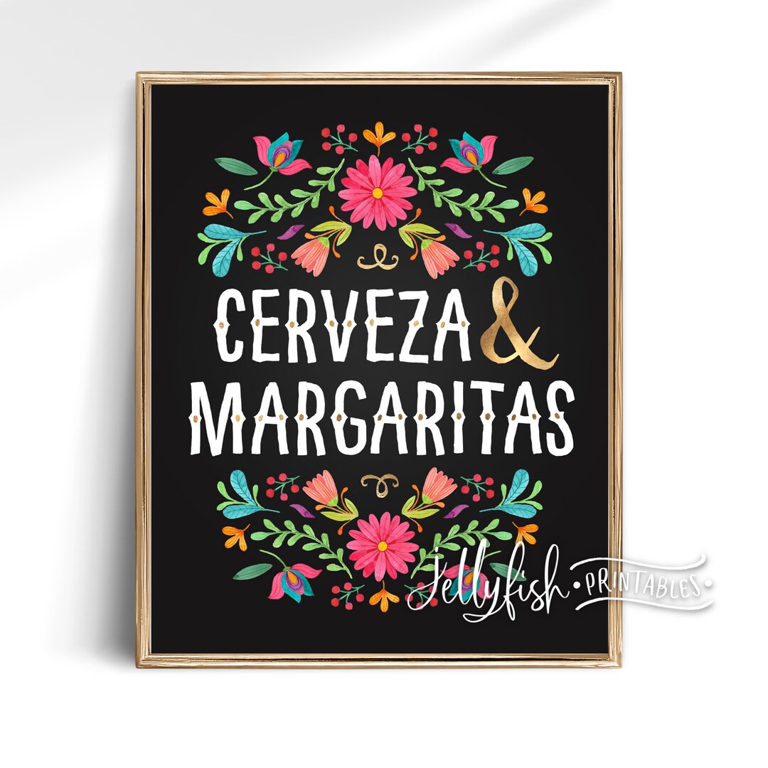 Printable Cerveza Margaritas Sign Printed Beverage Signs Party ...