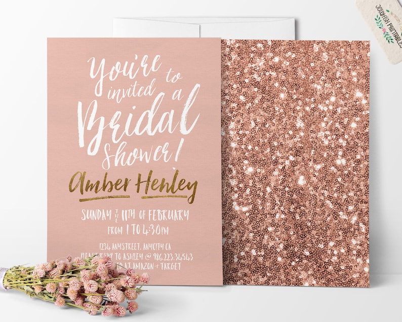 Rose Gold Bridal Shower Invitation Customized for You DIY Etsy