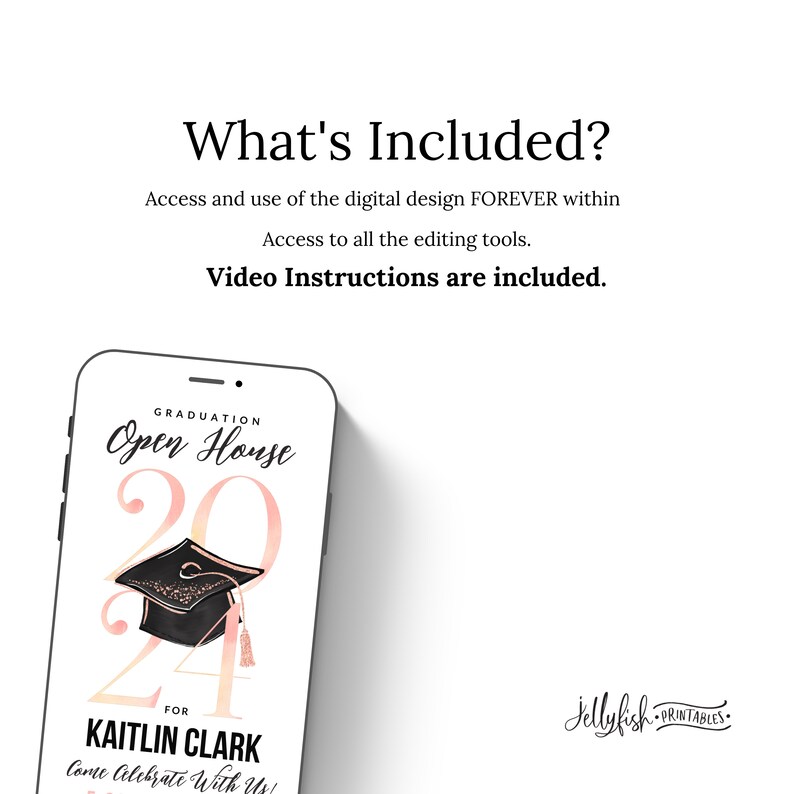 Graduation Open House Text Invite, Text Message Invite, Graduation Invitation Template, Phone Invitation , Grad Party Invite, Cap Pink 2024 image 5