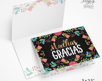 Muchas Gracias Fiesta Graduation Thank You Cards | Folded Cards | Note Cards | Printable Cards | 5 x 3.5 Cards | FI1