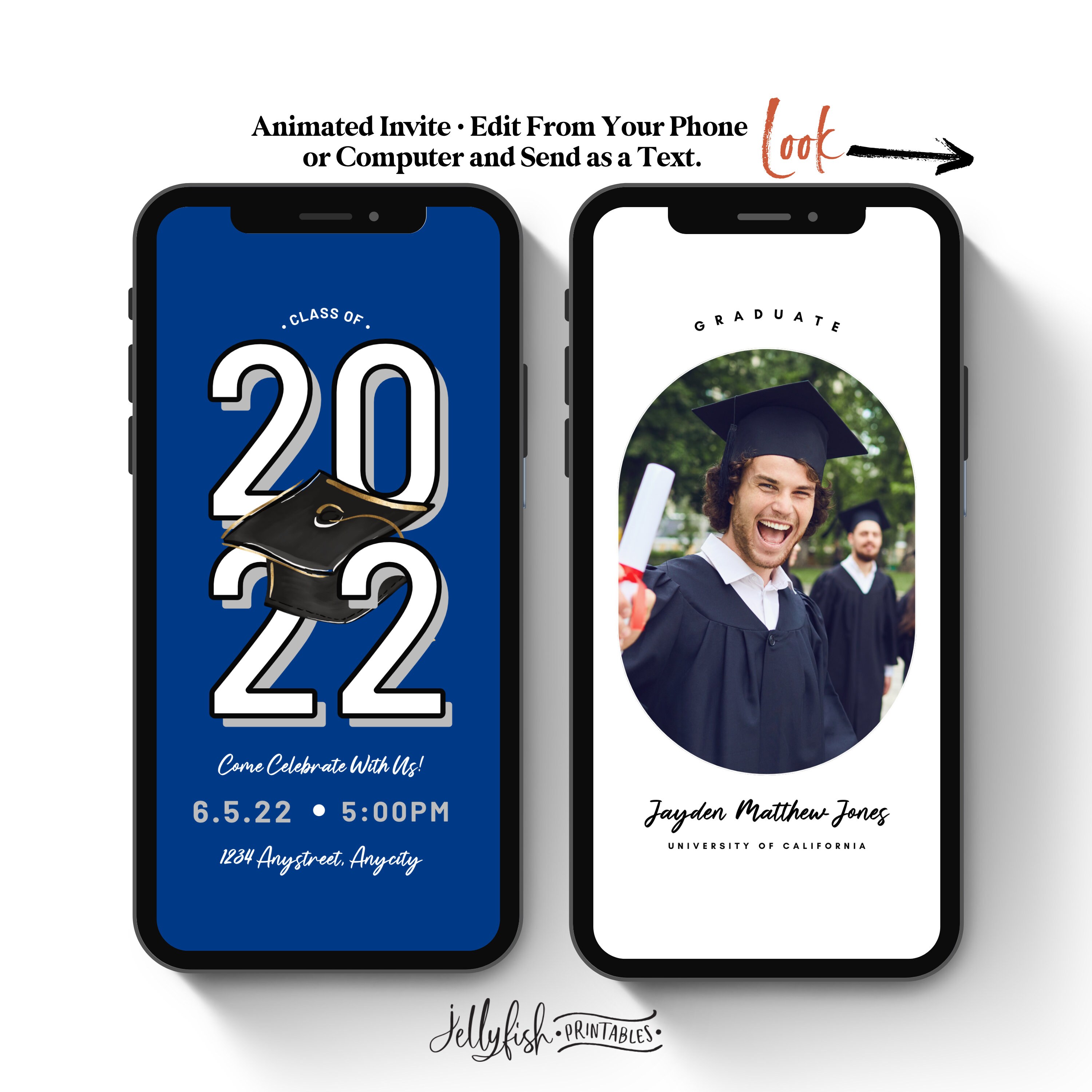 Invitations Paper Graduation Invitation Evite 2022 Boy Announcement by