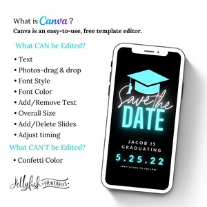 Graduation Save the Date Template for Texting, Save the Date Text message, Canva Template, Animated Save the Date, Graduation Party Template image 5