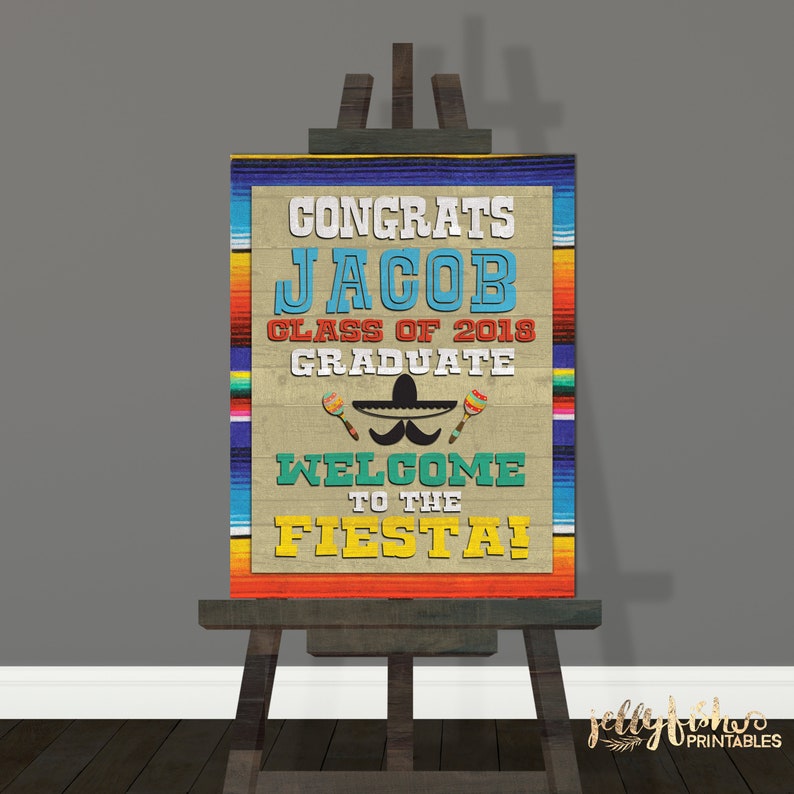 Poster Fiesta Graduation Party Sign Congratulations Graduate Graduation Party Decorations Welcome Party Signs Board Custom Party Sign