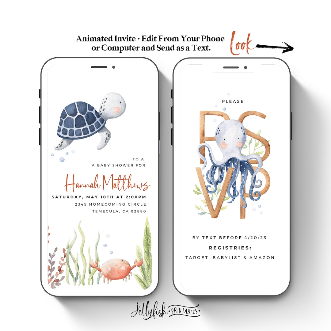 Baby Shower Invitation Video Template Animated Invite Instant Download