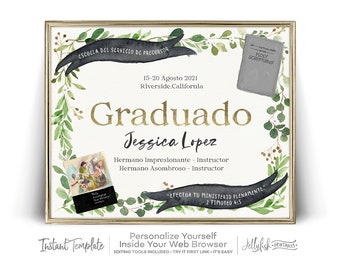 Greenery pioneer service school graduation certificate template. Personalize as many as you need. Free demo. Pioneer Gifts. Jw Gifts.