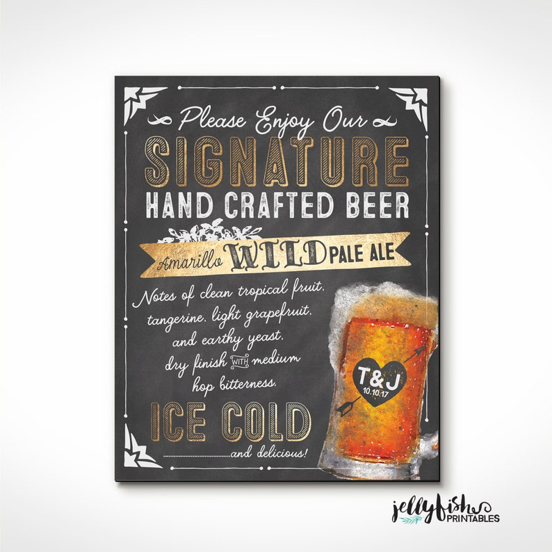 Chalkboard Signature Drink Handcrafted Beer Sign Customized Etsy