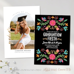 Mexican Fiesta Graduation Party Invitation Template | Editable Grad Announcement 2026 | Fiesta Theme | Digital Invite | Printable Card | FI1