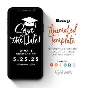 Graduation Save the Date Template for Texting, Save the Date Text message, Canva Template, Animated Save the Date, Graduation Party Evite
