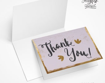 Lavender and Black Graduation Thank You Cards | Folded Cards | Note Cards | Printable Cards | 5 x 3.5 Cards | Envelopes | VP2