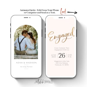 Engagement Party Video Invitation Template Animated Engagement Dinner InviteInstant Download Digital Phone Invite Canva Text Message Phone