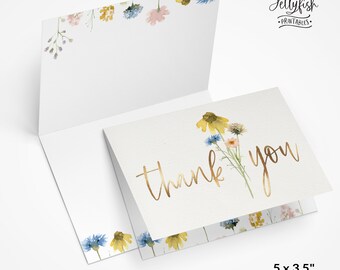 Sunflower Graduation Thank You Cards | Folded Cards | Note Cards | Printable Cards | 5 x3.5 Cards | Envelopes | SN1