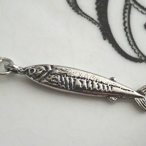Miniature 3D Sardine Fish Necklace Double Sided