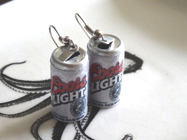Beer Can Earrings Miniature Coors Light Beer Can 3D Coors Etsy