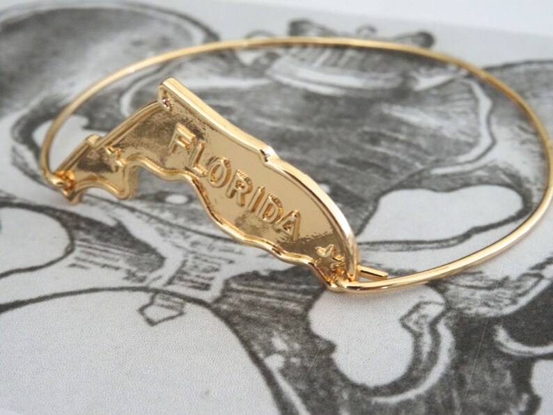 Florida Souvenir Bracelet Large Gold Slip on Etsy