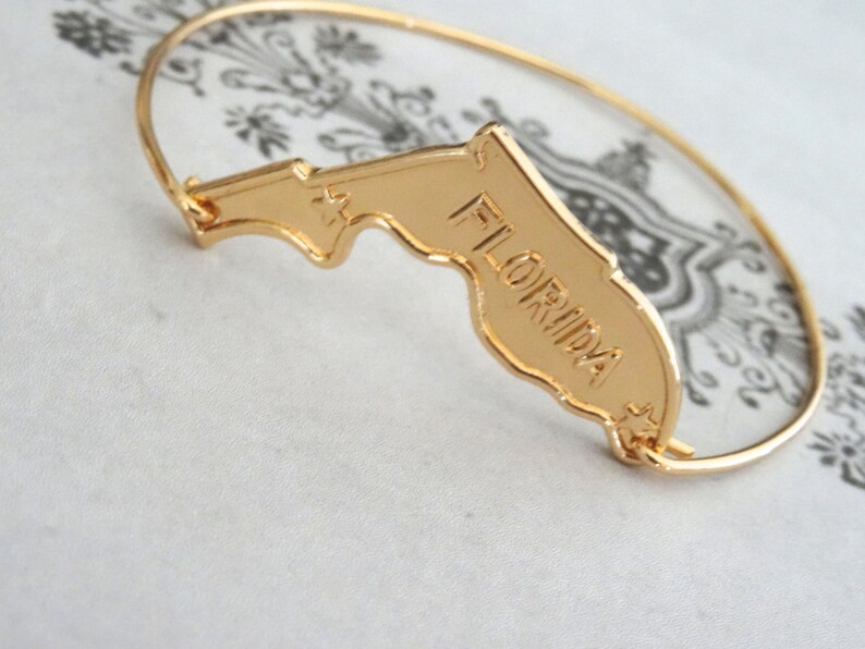 Florida Souvenir Bracelet Large Gold Slip on Etsy