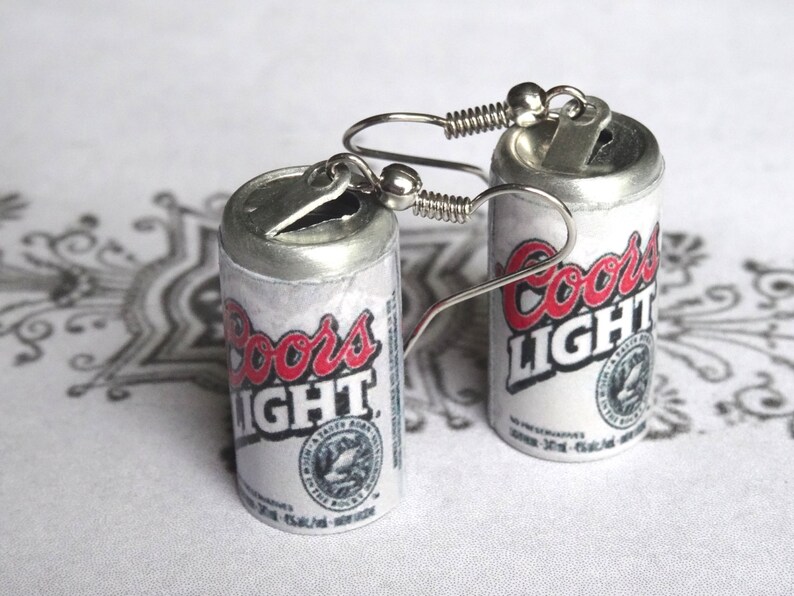 Beer Can Earrings Miniature Coors Light Beer Can 3D Coors Etsy