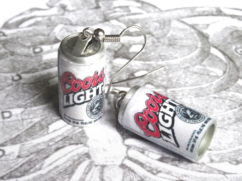 Beer Can Earrings Miniature Coors Light Beer Can 3D Coors Etsy