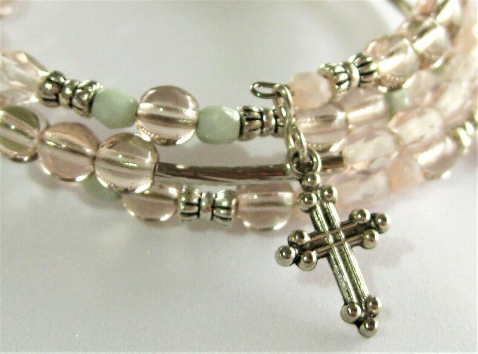 Handmade Beaded Cross Bracelet, Christian Jewellery for Women & Girls