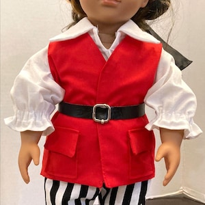Pirate Halloween Costume for 18" Dolls. Handmade in USA.