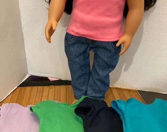 Short Sleeve T shirt made for 18" Dolls. HandMade in USA.