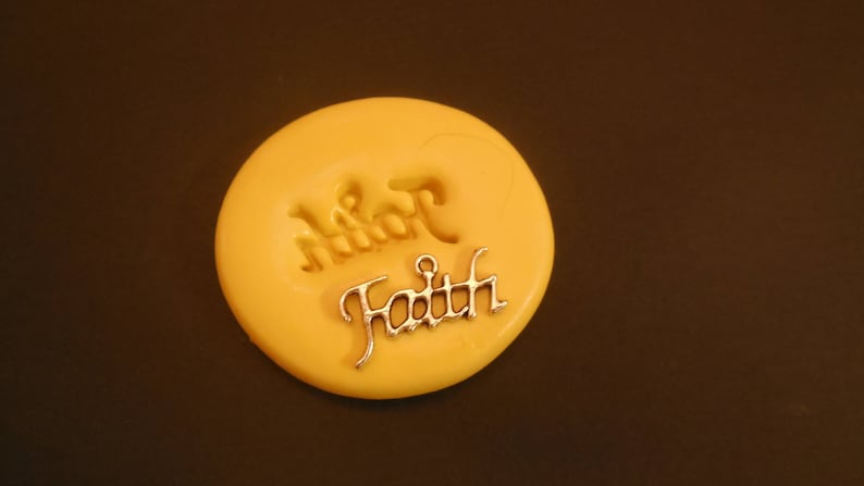 craft mold jewelry mold charms porcelain food mold fondant Faith Pendant Mold resin clays mold pop up mold flexible silicone mold