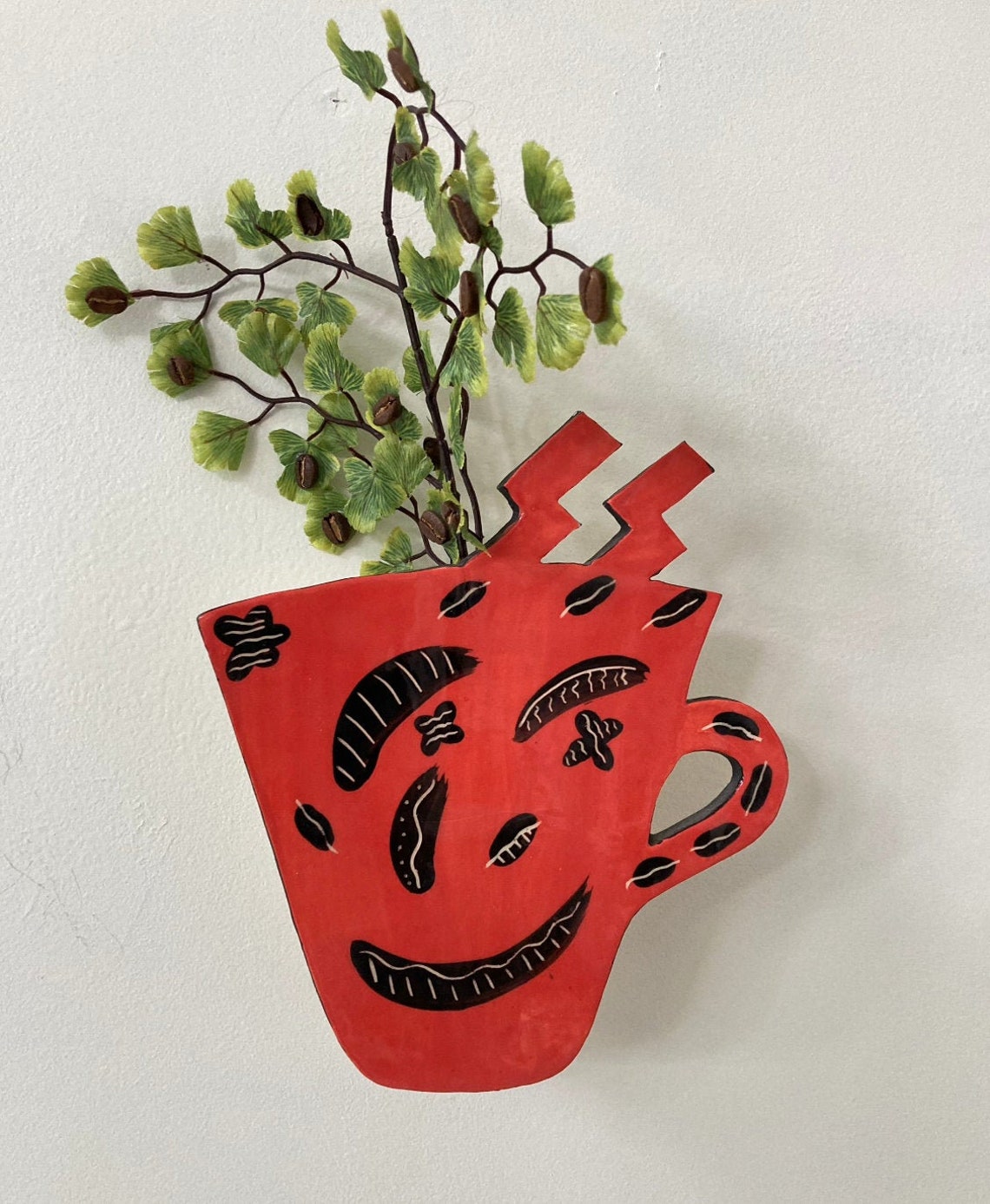 Ceramic wall vase red Etsy