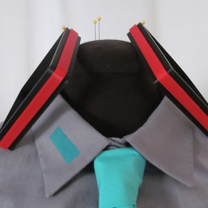 Vocaloid Hatsune Miku Hair Accents Square Black and Red Cosplay Costume Accessory Set of 2 Ponytails Clip On Free US Shipping