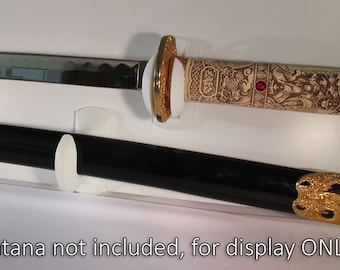 Perchero de pared personalizado con espada katana y vaina, impresión 3D en dos colores, plástico ABS, envío gratuito a EE. UU.