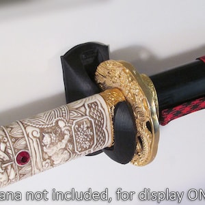 Custom Wall Hanger Display Katana Sword and Sheath Black 3D Printed Free US Shipping