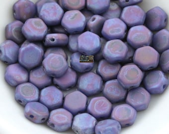 30pcs - Czech Glass HoneyComb beads - 2-hole Honeycombs - Hodge Podge Blue MATTE NEBULA - 6mm