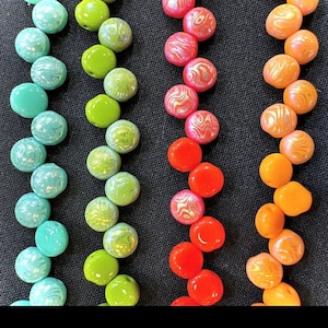 2-hole CANDY™ Cabochon Beads - 15pcs 8mm Czech 2-hole Preciosa cabochons - Laser Tattoo AB SWIRLS - choose colors