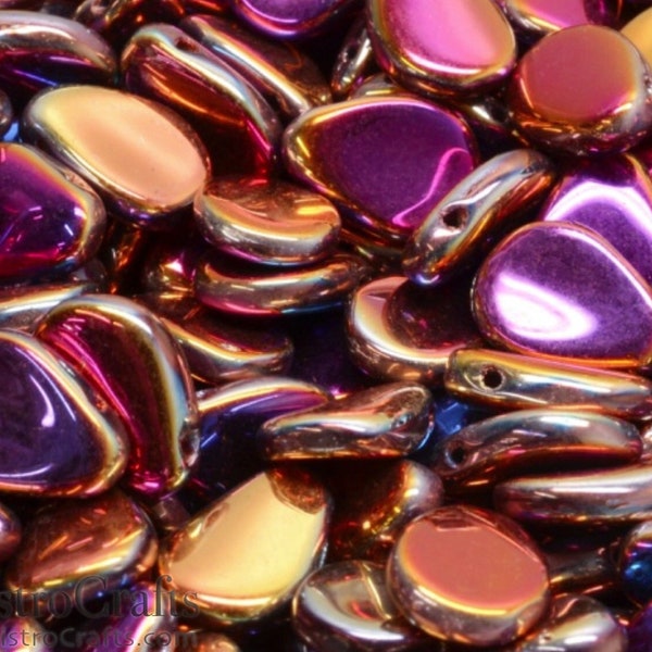25pcs Flower Petal beads - Czech Glass Anemone Petals - Crystal FULL SLIPERIT - 8x11mm