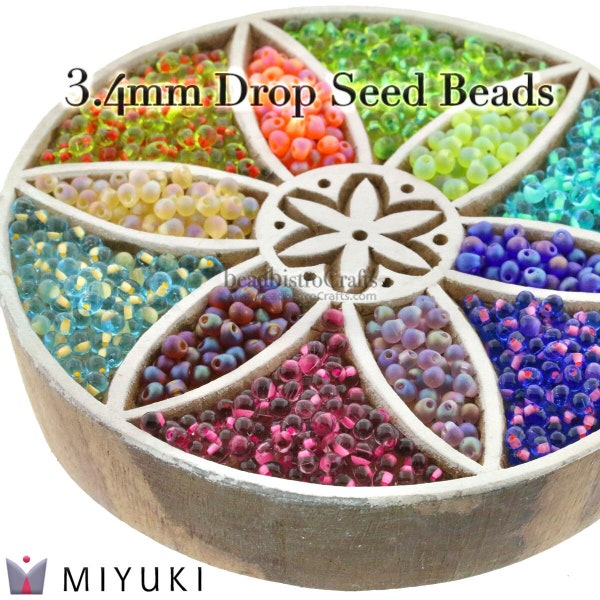 12g MIYUKI 3.4mm DROP Seed Beads - tiny glass drop beads * Choose Color *