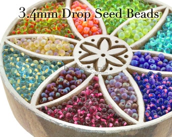 12g MIYUKI 3.4mm DROP Seed Beads - tiny glass drop beads * Choose Color *