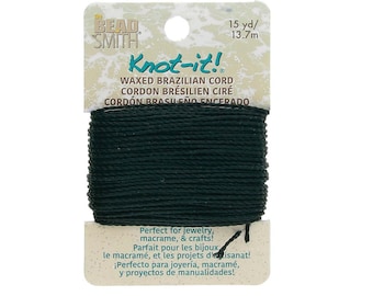 Knot It Waxed Brazilian Linhasita BLACK Poly Cord - 1mm 2ply polyester cord  - great for macramé with beads ~ 15 Yards