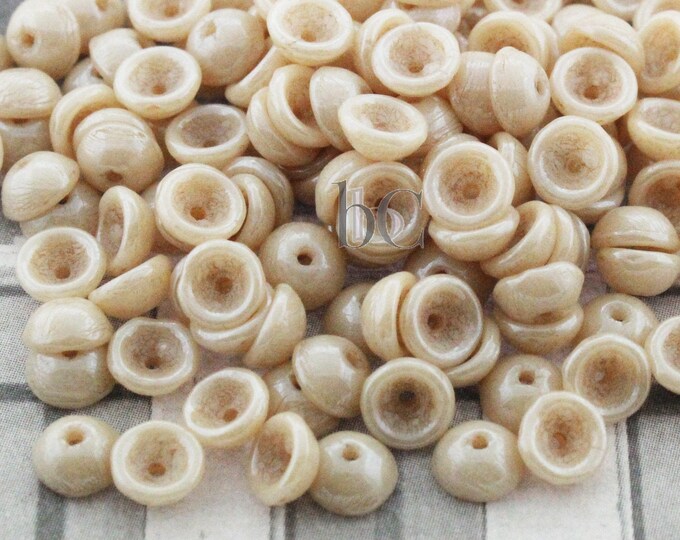 Opaque CHAMPAGNE LUSTER 4mm glass bead cap beads 100pcs NEW TeaCup bead 2x4mm Czech glass tea cup bead