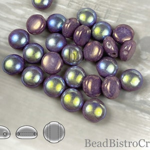 2-hole CANDY™ Cabochon Beads - 24 or 48pcs 8mm Czech 2-hole Preciosa cabochons - Alabaster VEGA AB * Czech glass beads